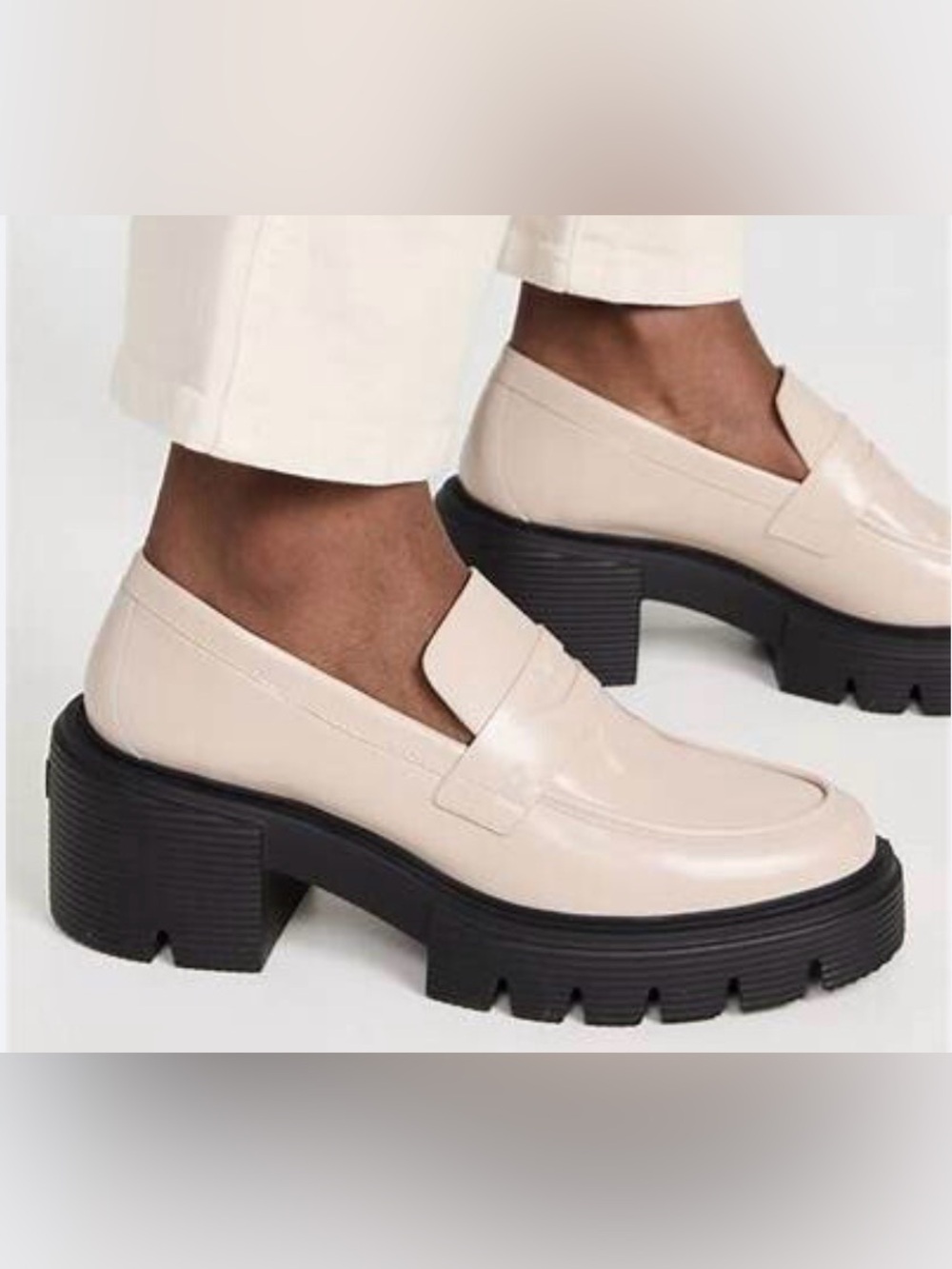 Stuart Weitzman Cream Soho Lug-Sole Loafer